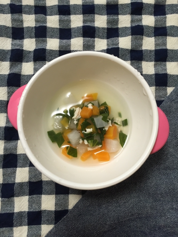 離乳食中期☆青梗菜と鶏の中華スープ