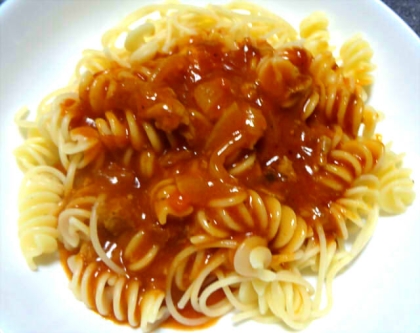 トマトジュースの節約パスタ