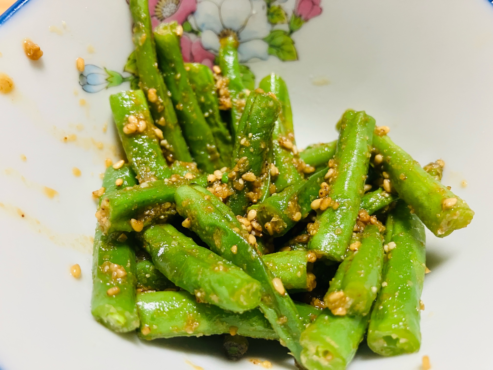 レンチンで作るいんげんの胡麻和え