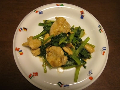 鶏肉と小松菜のバター炒め