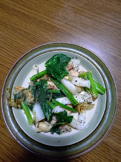 大根でカサ増し♪豚肉とほうれん草の和風炒め^_^