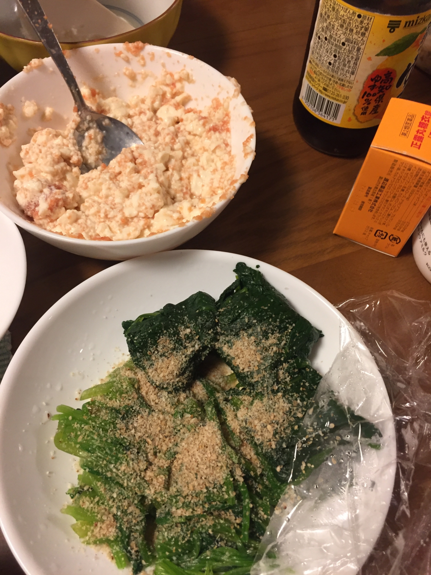 ほうれん草の明太子豆腐