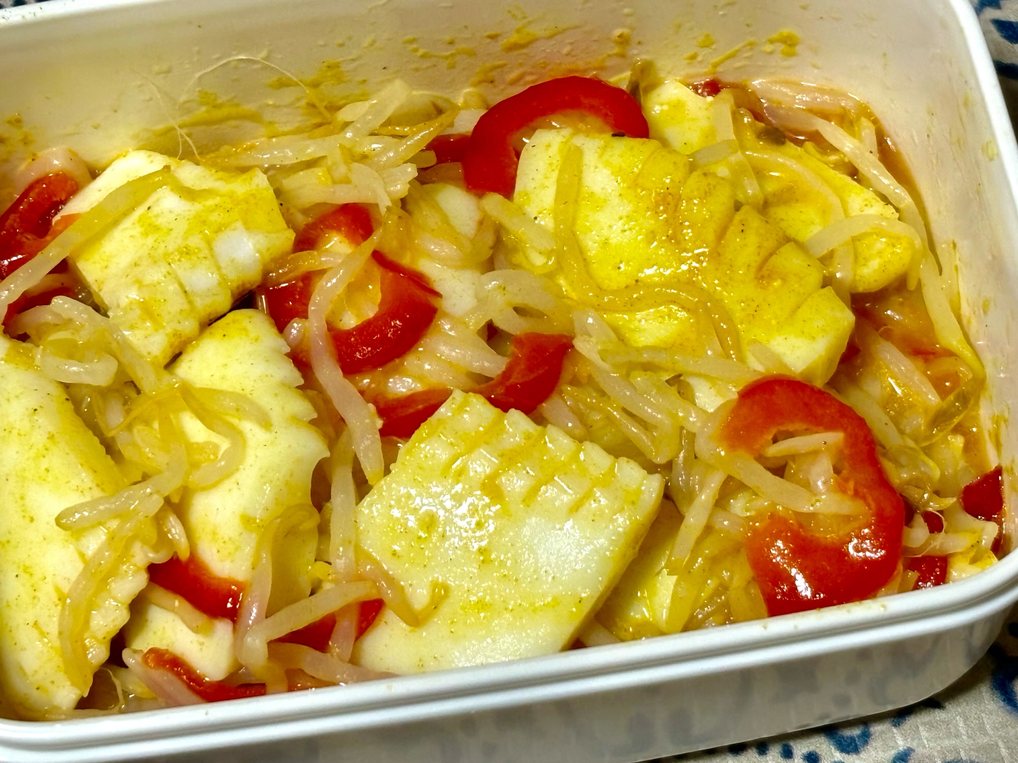 もやし&イカ!カレー&シーザードレッシング和え