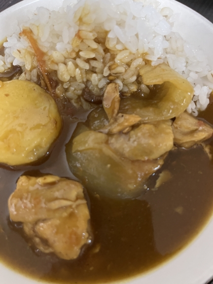 本格っぽいけど簡単『骨付きチキンのスープカレー』