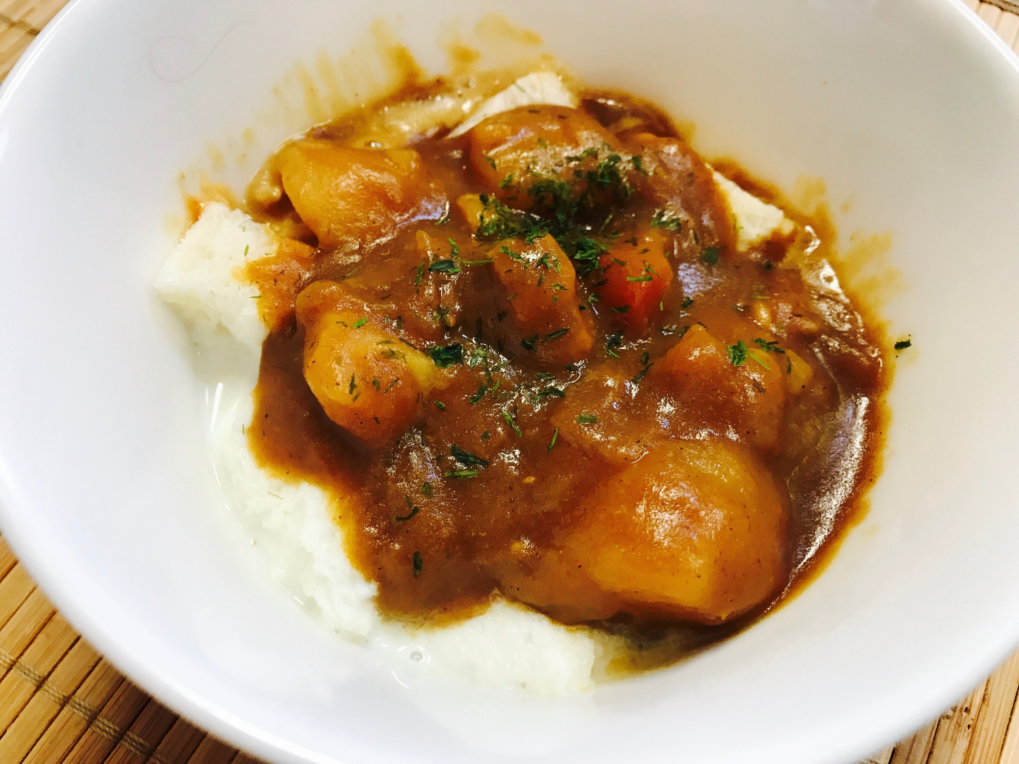 リメイク！食パンの牛乳浸しカレーがけ