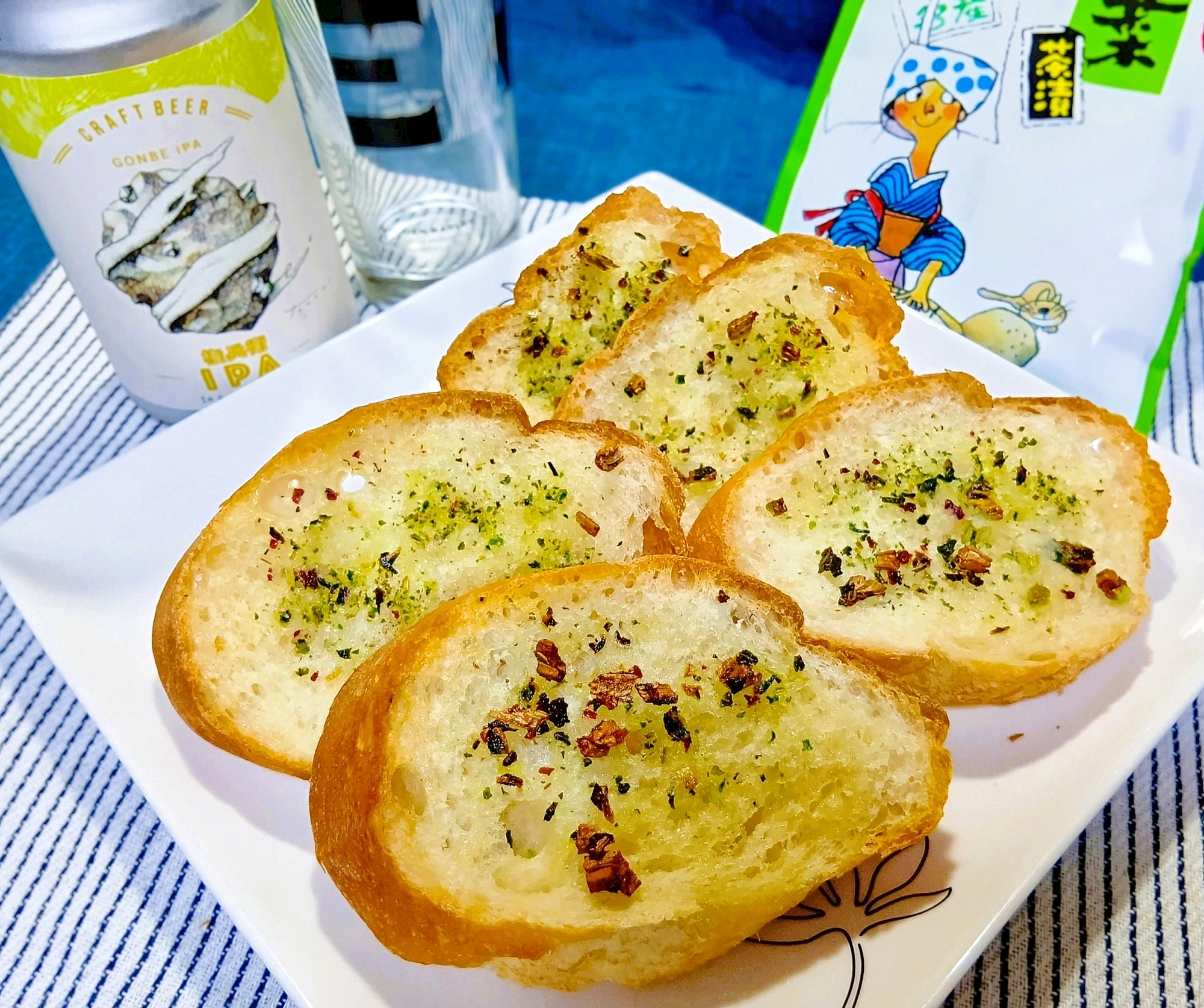 野沢菜茶漬けの素で！ガーリックトースト