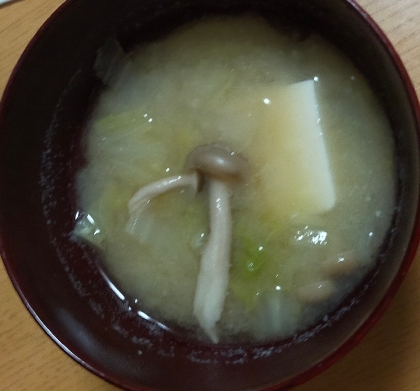 小松菜と豆腐としめじのお味噌汁