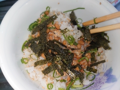 海苔ごまねぎ納豆ごはん