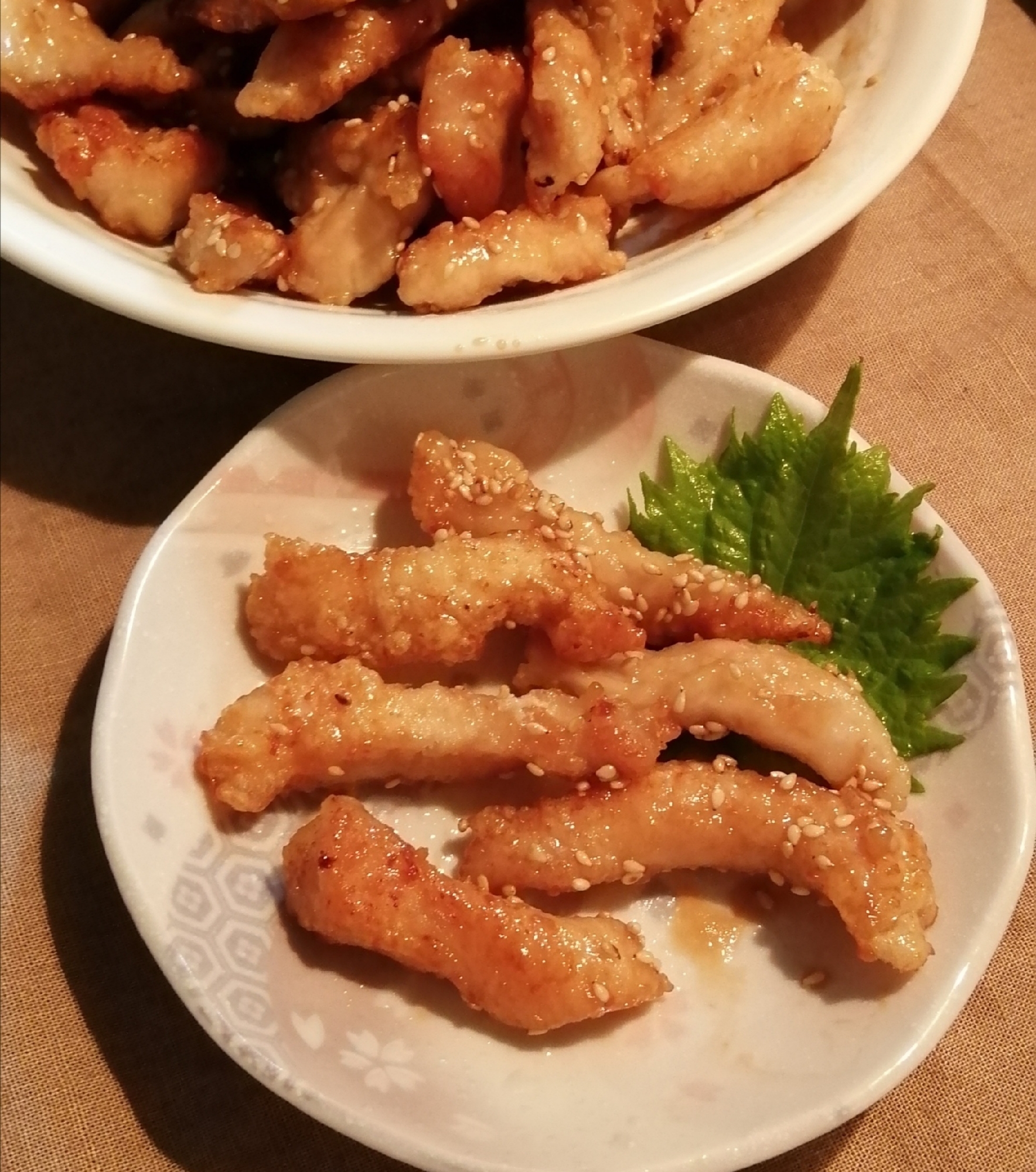 揚げ焼きで☆鶏胸肉のかりん揚げ