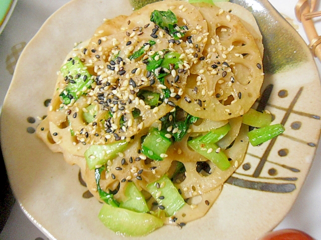 簡単和食　れんこんとチンゲン菜のキンピラ