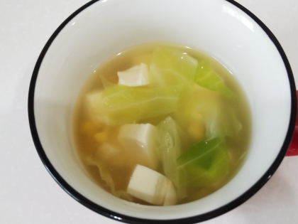 コーン☆キャベツ☆お豆腐で♪コンソメスープ