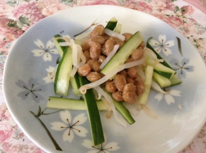 1人ランチに作ったよ♡納豆と一緒に野菜も食べれて嬉しいです〜♪今日はとっても暑いからアッサリ美味しく頂きました♡旨旨ごち様〜(^o^)/
