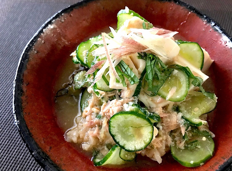 塩もみきゅうりと豆腐の冷や汁☆ツナ缶で簡単！冷汁