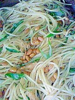 和◎水菜と納豆のおろしパスタ