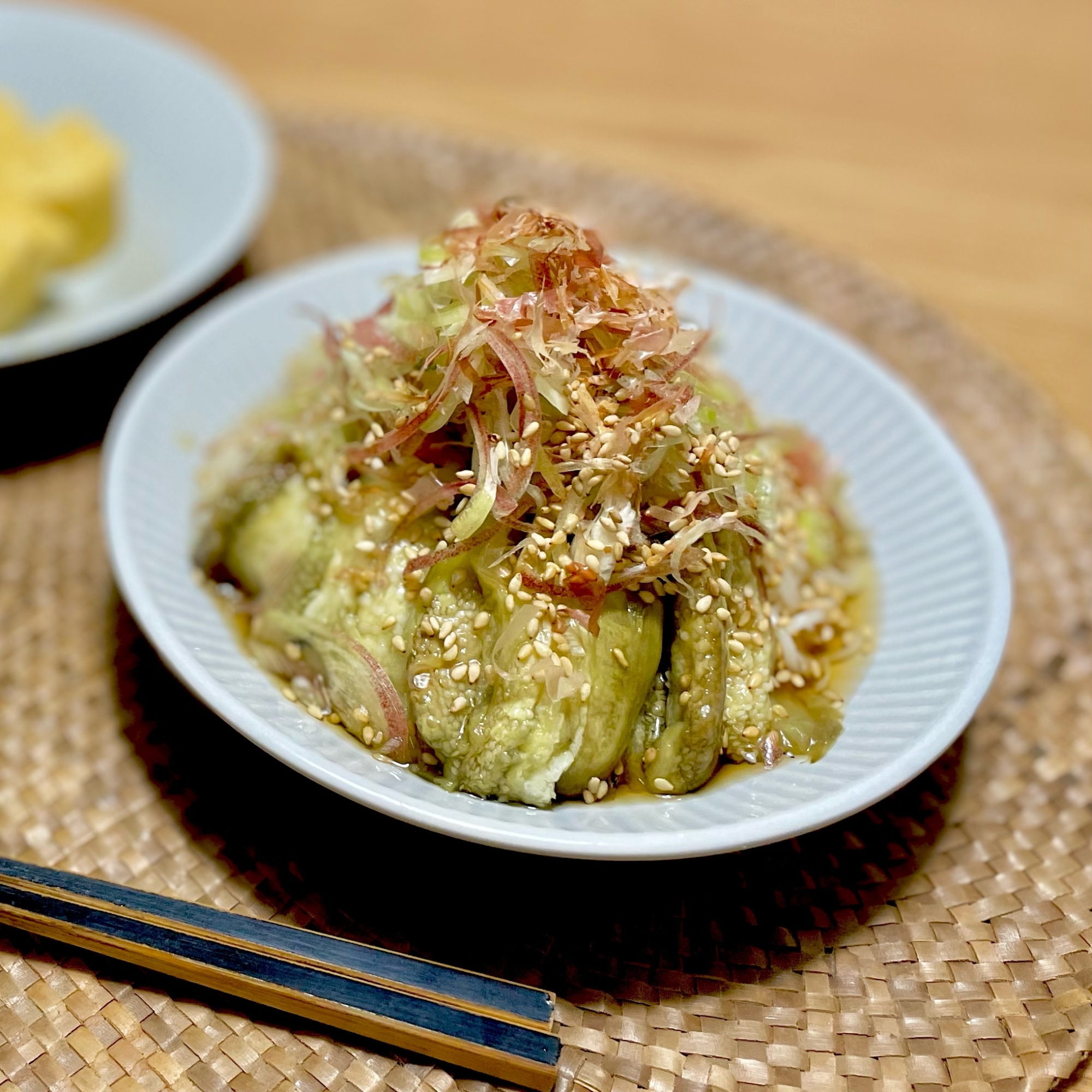 焼き茄子と茗荷のぶっかけ素麺