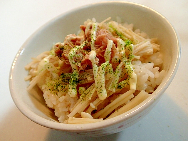 ぽん酢マヨで　えのき茸とツナのご飯