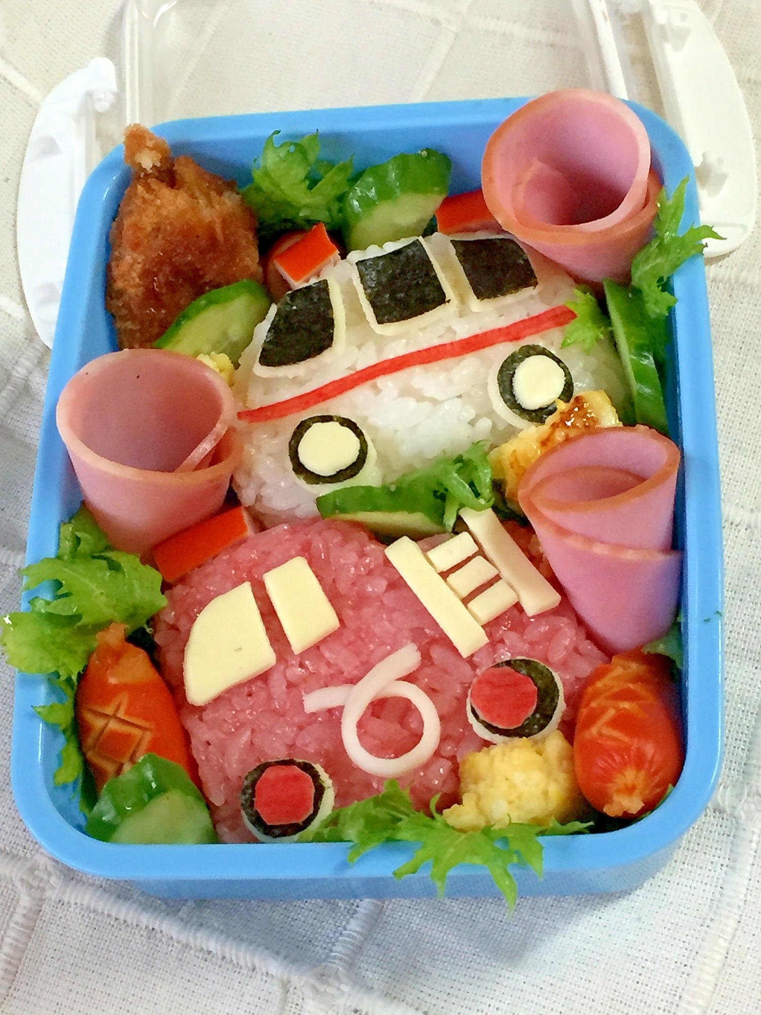 キャラ弁 車好き男子に 簡単 救急車と消防車 レシピ 作り方 By みさきらりんず 楽天レシピ キャラ弁 車好き男子に 簡単 救急車と消防車 レシピ 作り方 By みさきらりんず 楽天レシピ