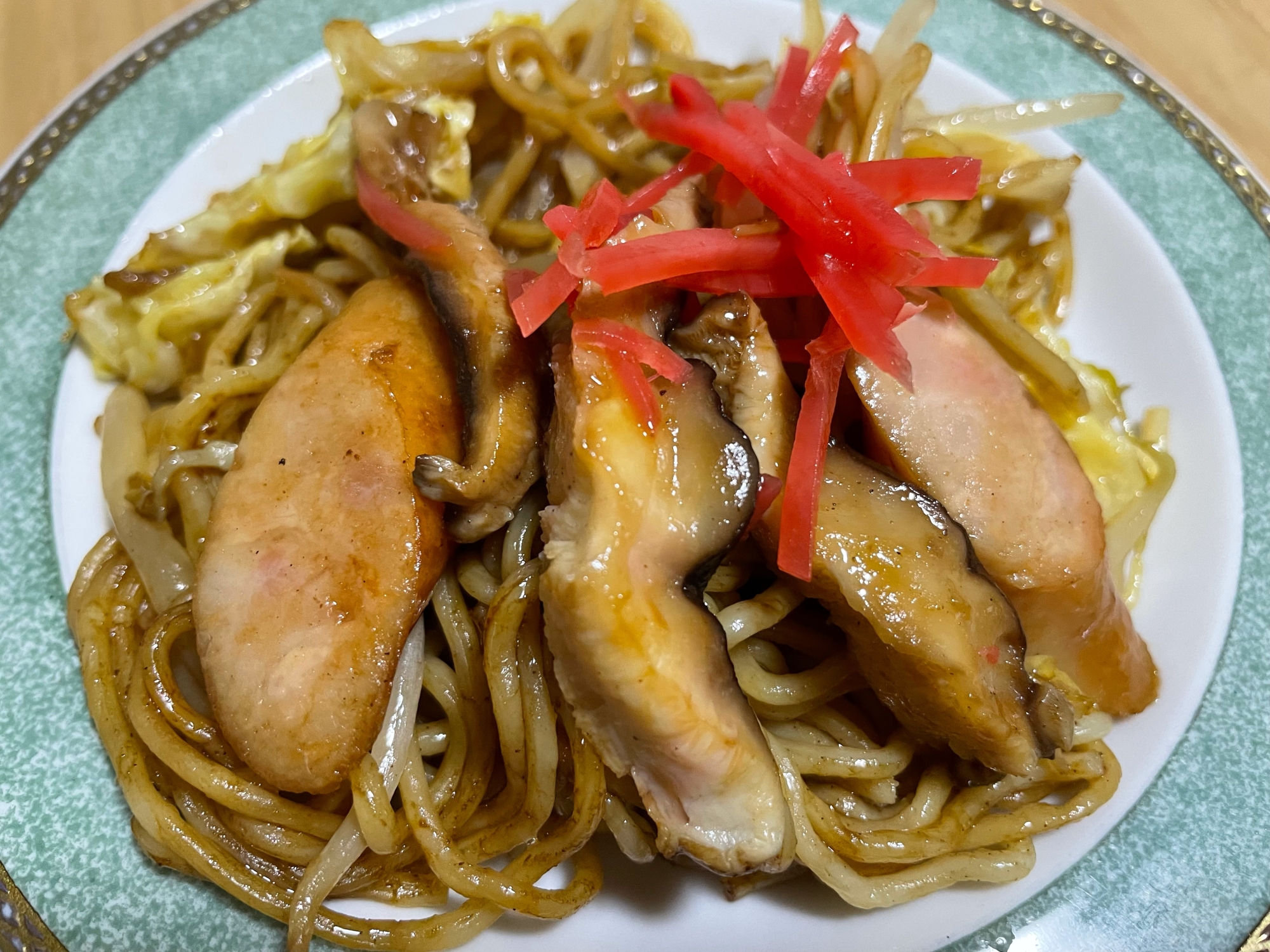 椎茸とウインナーの焼きそば