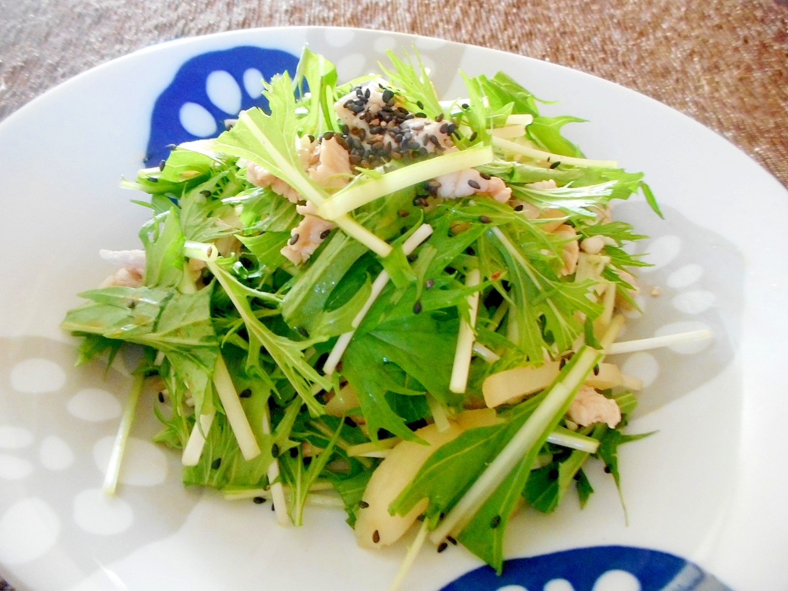 豚肉、ジャガイモ、水菜の辛子醤油サラダ レシピ・作り方 by mococo05 
