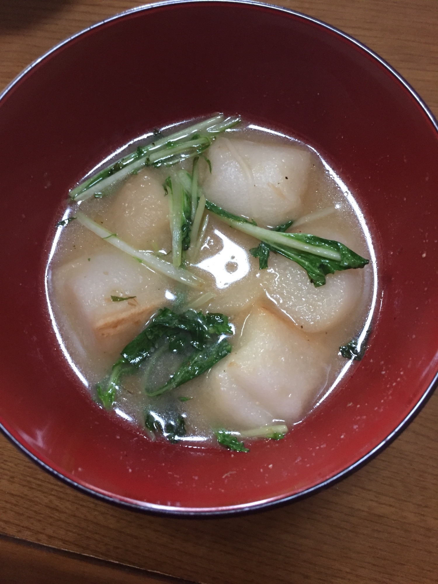 麩と水菜の味噌汁