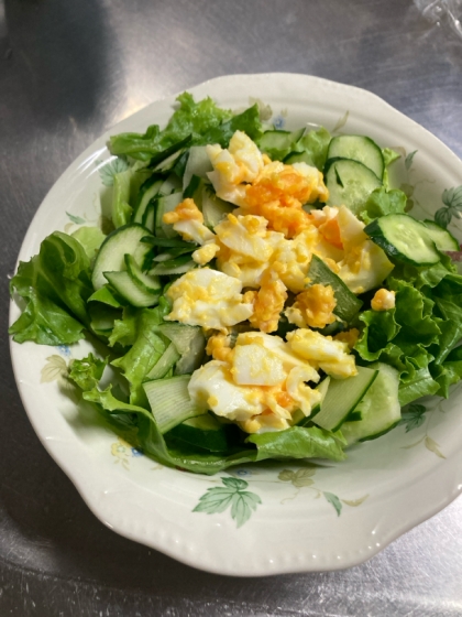 ゆで卵のきゅうり•レタスサラダ