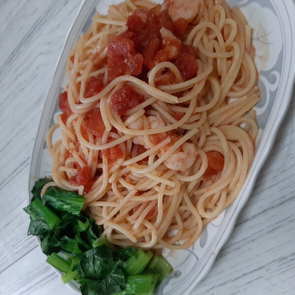 エビパスタ トマト 小松菜添え レシピ 作り方 By Masa 01 楽天レシピ エビパスタ トマト 小松菜添え レシピ 作り方 By Masa 01 楽天レシピ