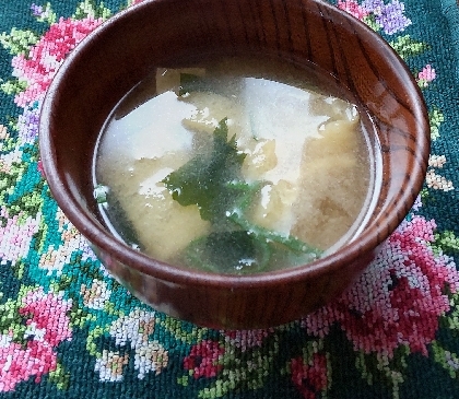 もやしと油揚げとわかめのお味噌汁