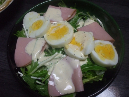 ゆで卵とハムのサラダ さっぱりマヨドレッシング レシピ 作り方 By メリッコ 楽天レシピ