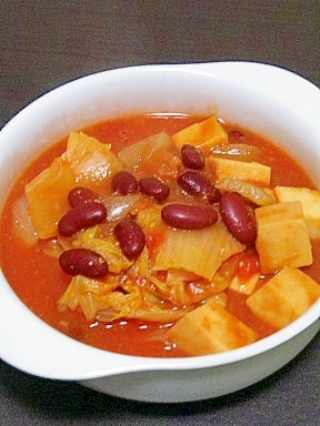 高野豆腐とキドニービーンズのトマトスープ