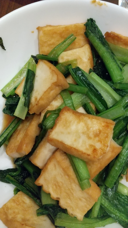 小松菜と厚揚げの生姜醤油炒め