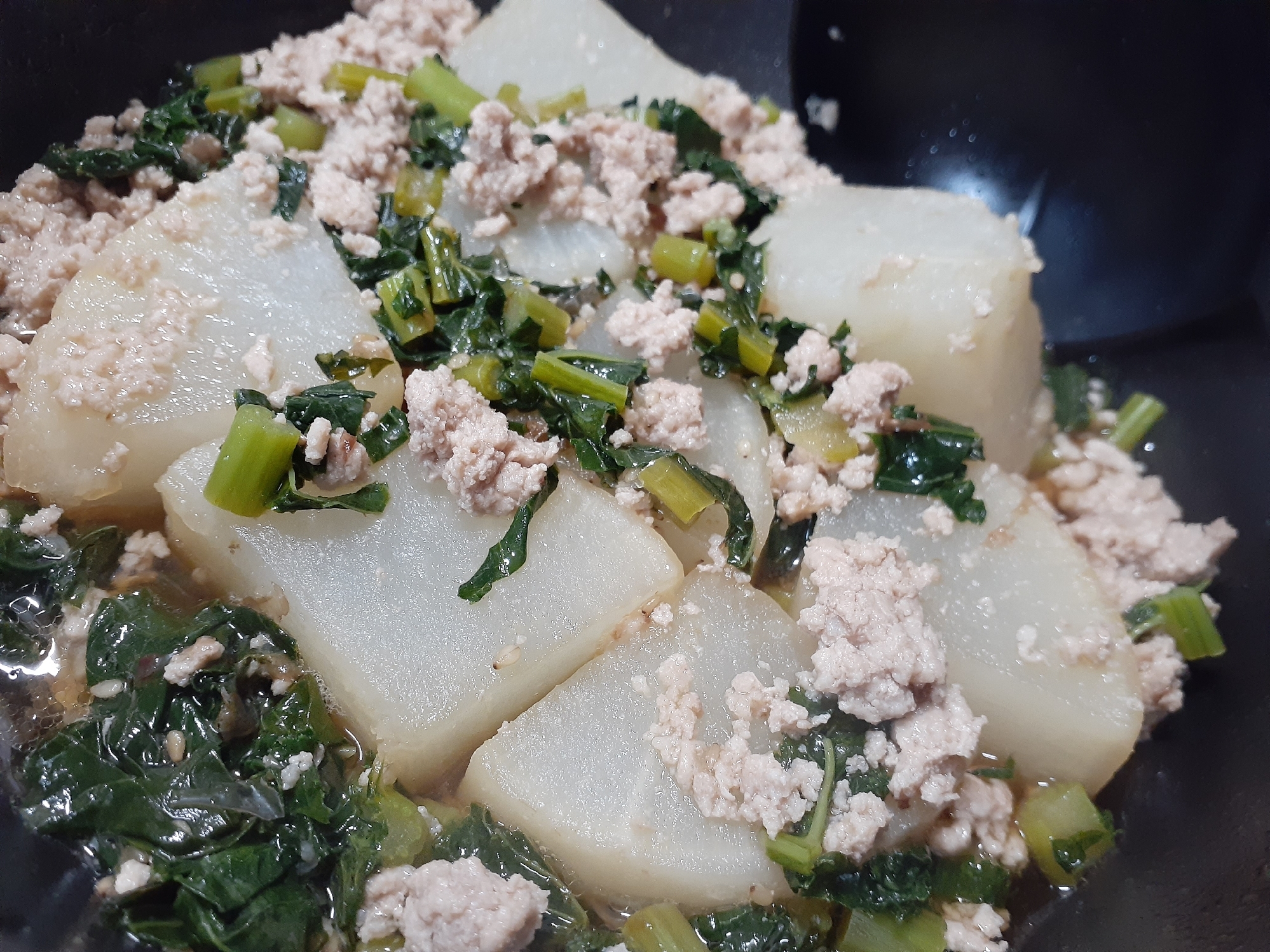 大根のひき肉煮込み！醤油味！