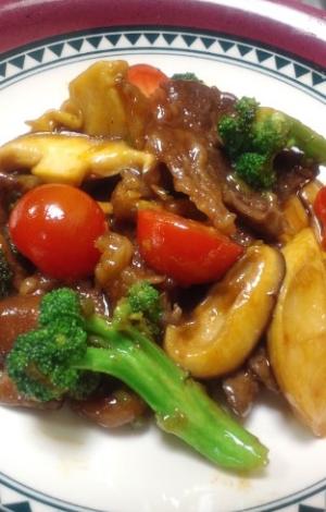 ねぎとしょうがの香味(2)!牛肉のオイスターソース炒め