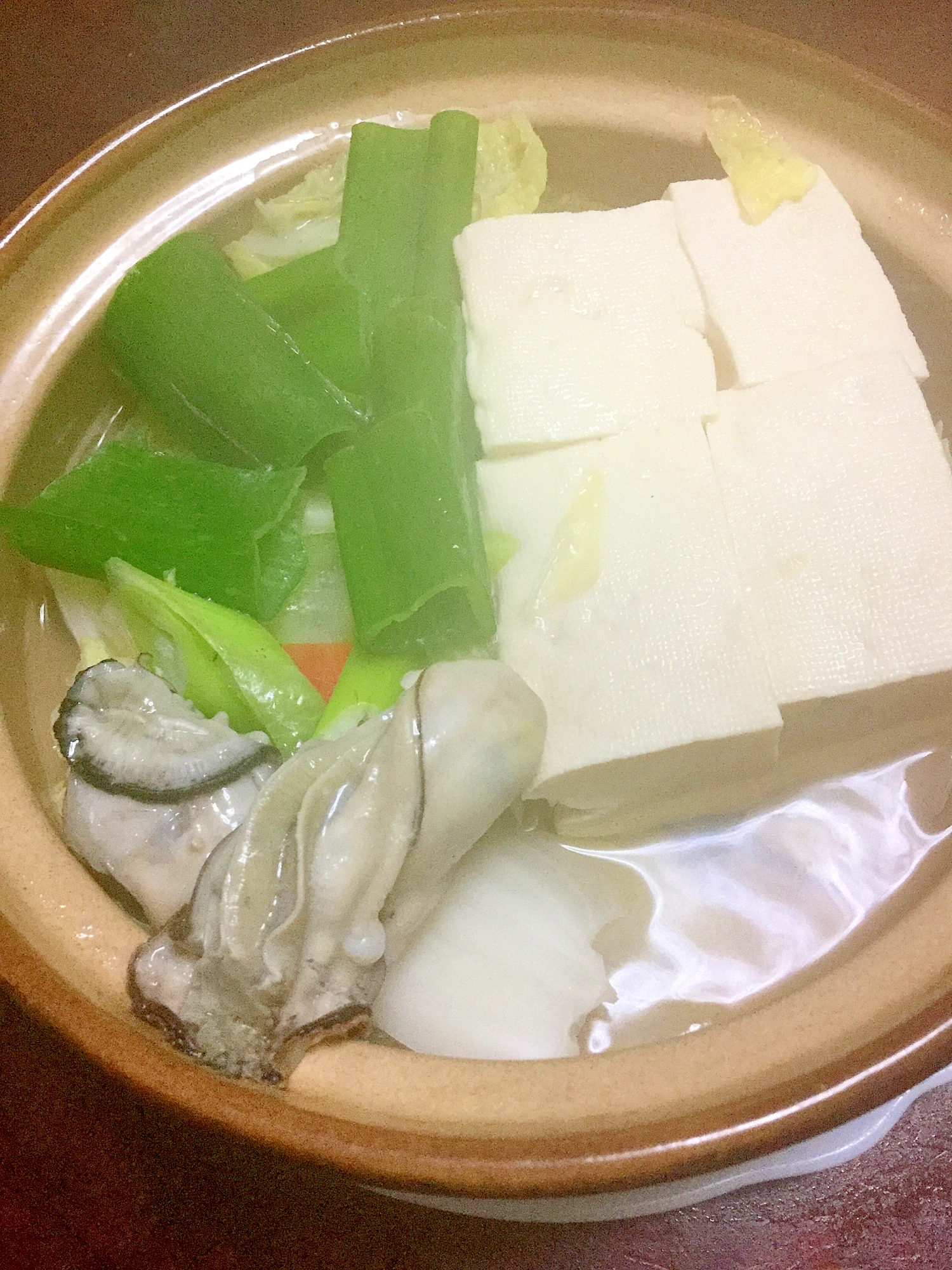 カキの湯豆腐鍋＠辛味大根で！