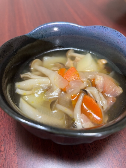 野菜スープ、美味しいですね！
きのこを入れました。
ありがとうございました(^^)