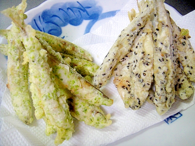 わかさぎの天ぷら・ごま＆磯辺風味