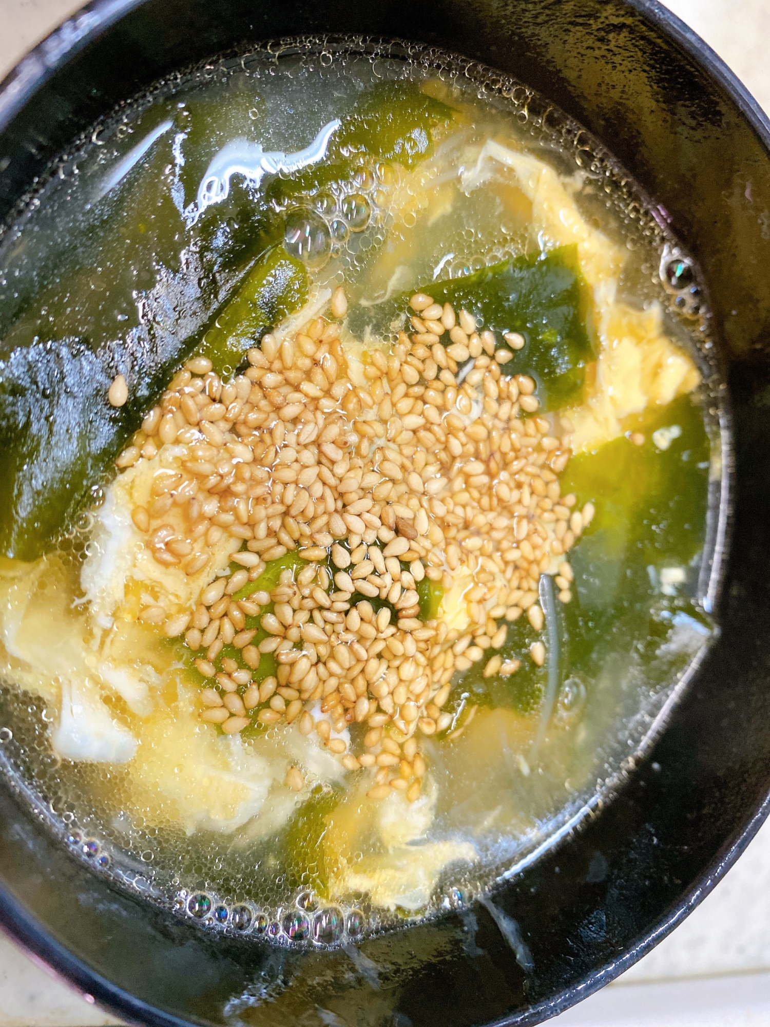 卵とわかめの中華風春雨スープ