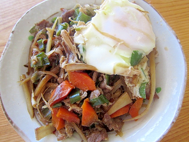 牛蒡と牛肉の煮卵すき焼き