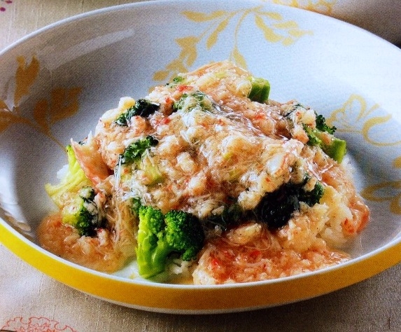 ブロッコリーの蟹缶あんかけ飯