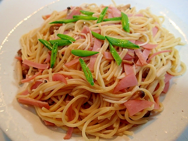 ❤ハムときのことスナップエンドウの和風パスタ❤