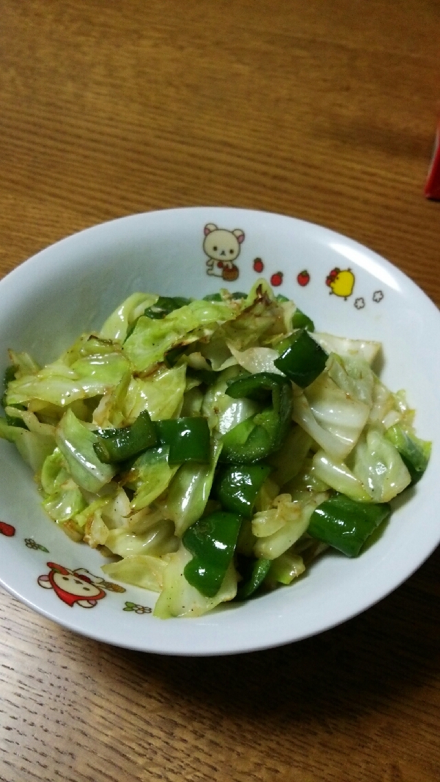 キャベツとピーマンの和風野菜炒め