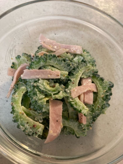 夏おつまみ♡大人味♡ゴーヤとハムの粒マスサラダ