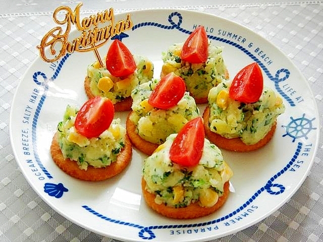 クリスマスのおつまみに ポテトサラダカナッペ レシピ 作り方 By Mint74 楽天レシピ クリスマスのおつまみに ポテトサラダカナッペ レシピ 作り方 By Mint74 楽天レシピ