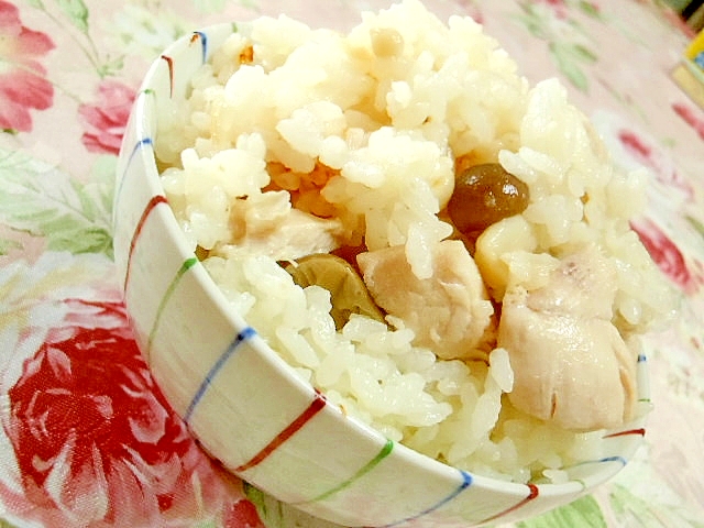 白だしｄｅ❤鶏ササミとキノコの炊き込みご飯❤