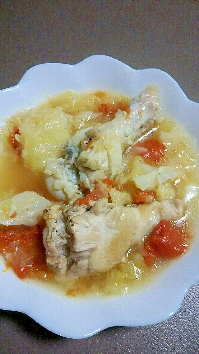 鶏手羽元とキャベツのトマト煮（圧力鍋使用）