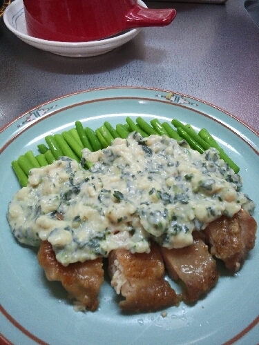 ほうれん草のホワイトソースdeチキンソテー