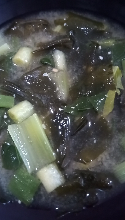 小松菜とわかめとネギのお味噌汁