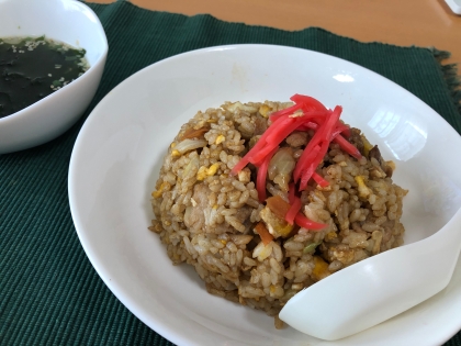 余った焼きそばの粉でチャーハン☆そばめしそば抜き