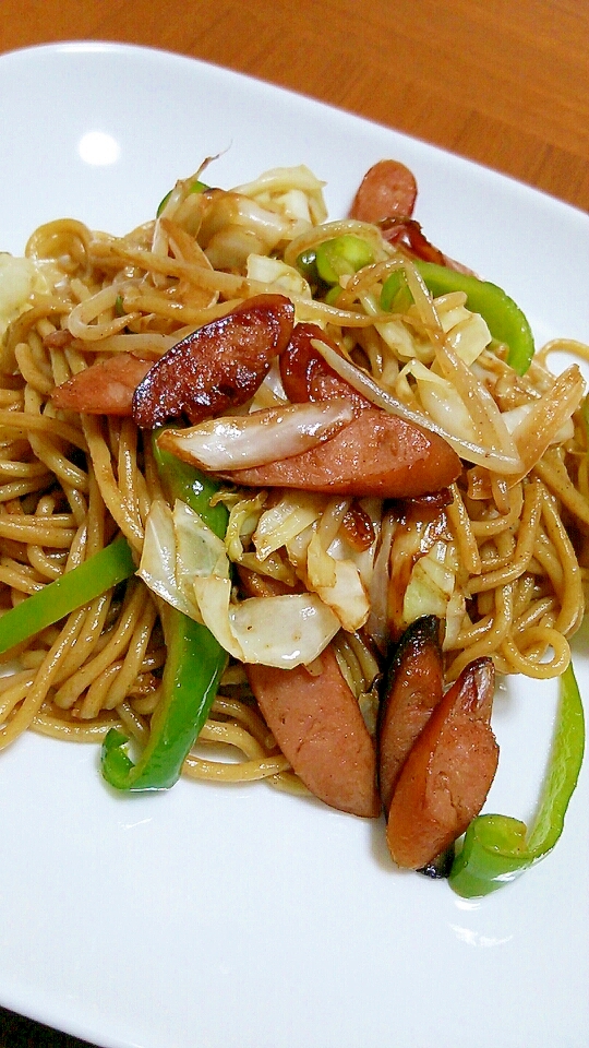 チャンポン麺のソース焼きそば