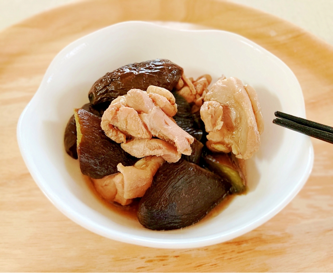 茄子と鶏肉の麺つゆ煮