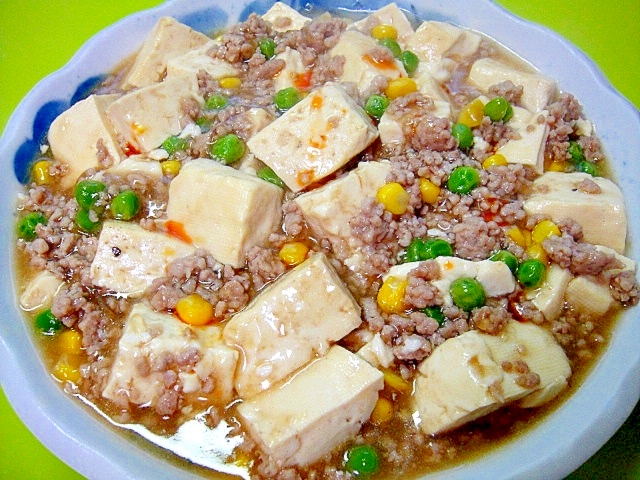 豆腐とひき肉グリンピースの中華炒め煮
